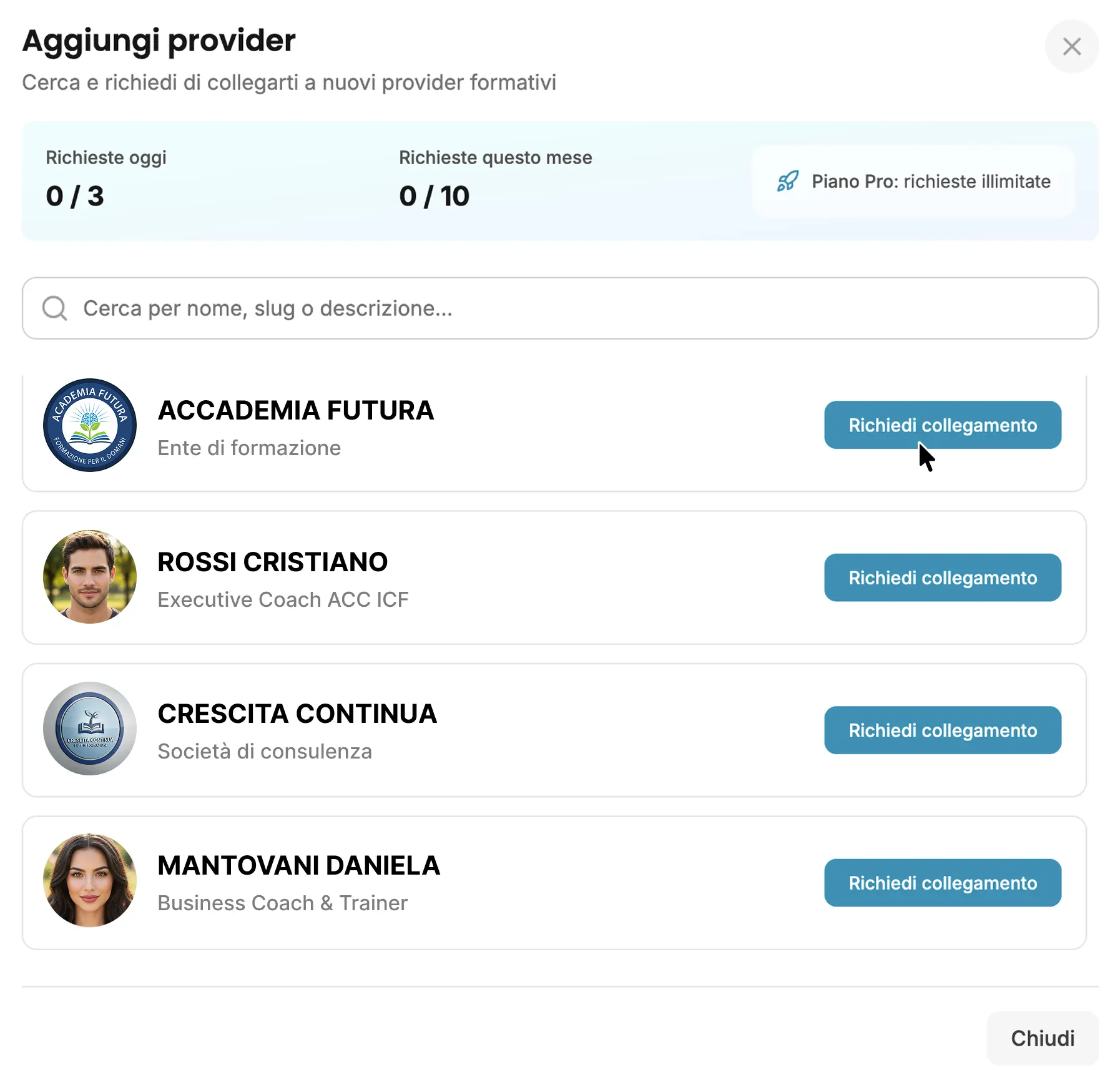 Connect to providers for corporate training